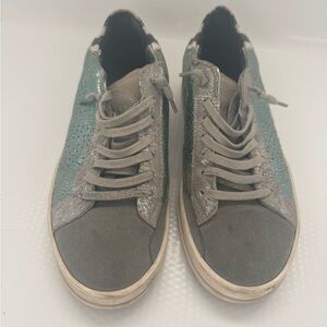 P448 Gray and Teal Women's Sneakers